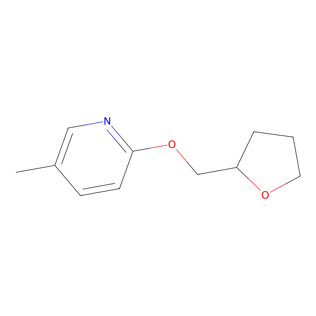 5-Methyl-2-[(oxolan-2-yl)methoxy]pyridine molecular structure, CAS 2175884-41-8