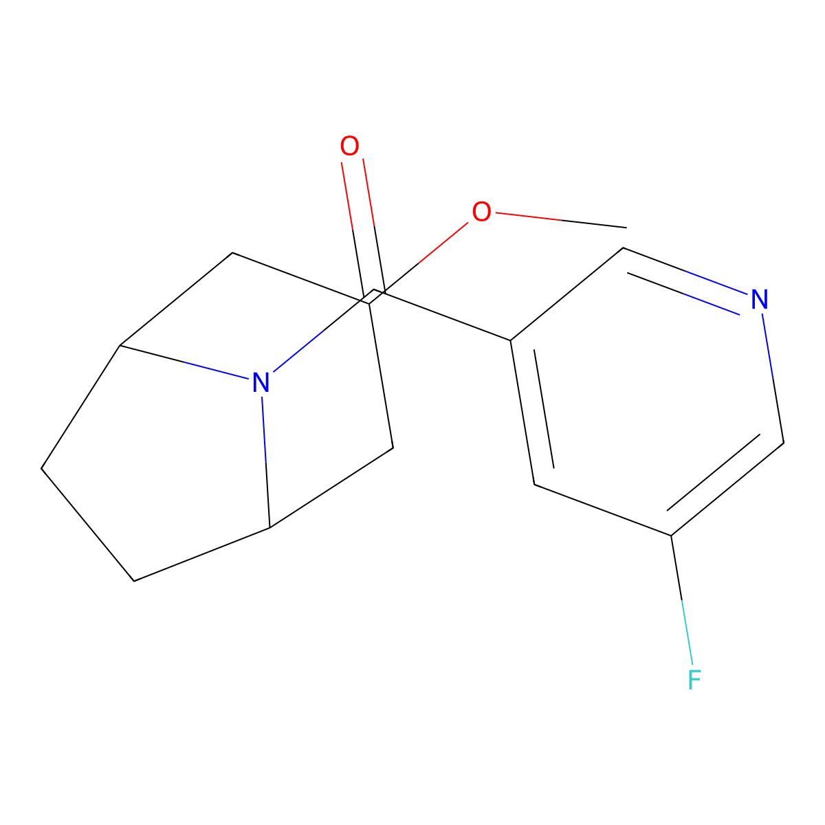 (5-fluoropyridin-3-yl)((1R,5S)-3-methoxy-8-azabicyclo[3.2.1]octan-8-yl)methanone molecular structure, CAS 2175884-44-1
