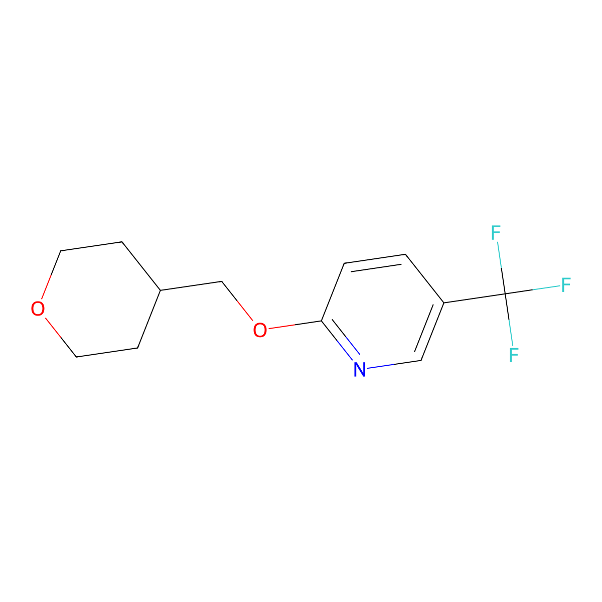2-[(Oxan-4-yl)methoxy]-5-(trifluoromethyl)pyridine molecular structure, CAS 2175884-48-5
