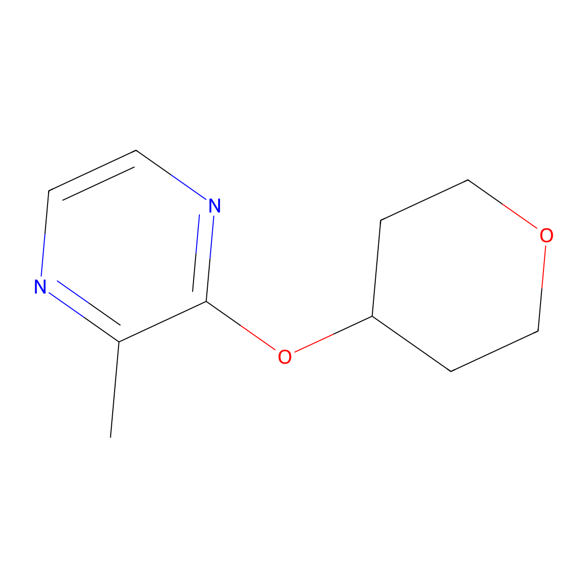 2-Methyl-3-(oxan-4-yloxy)pyrazine molecular structure, CAS 2175978-33-1