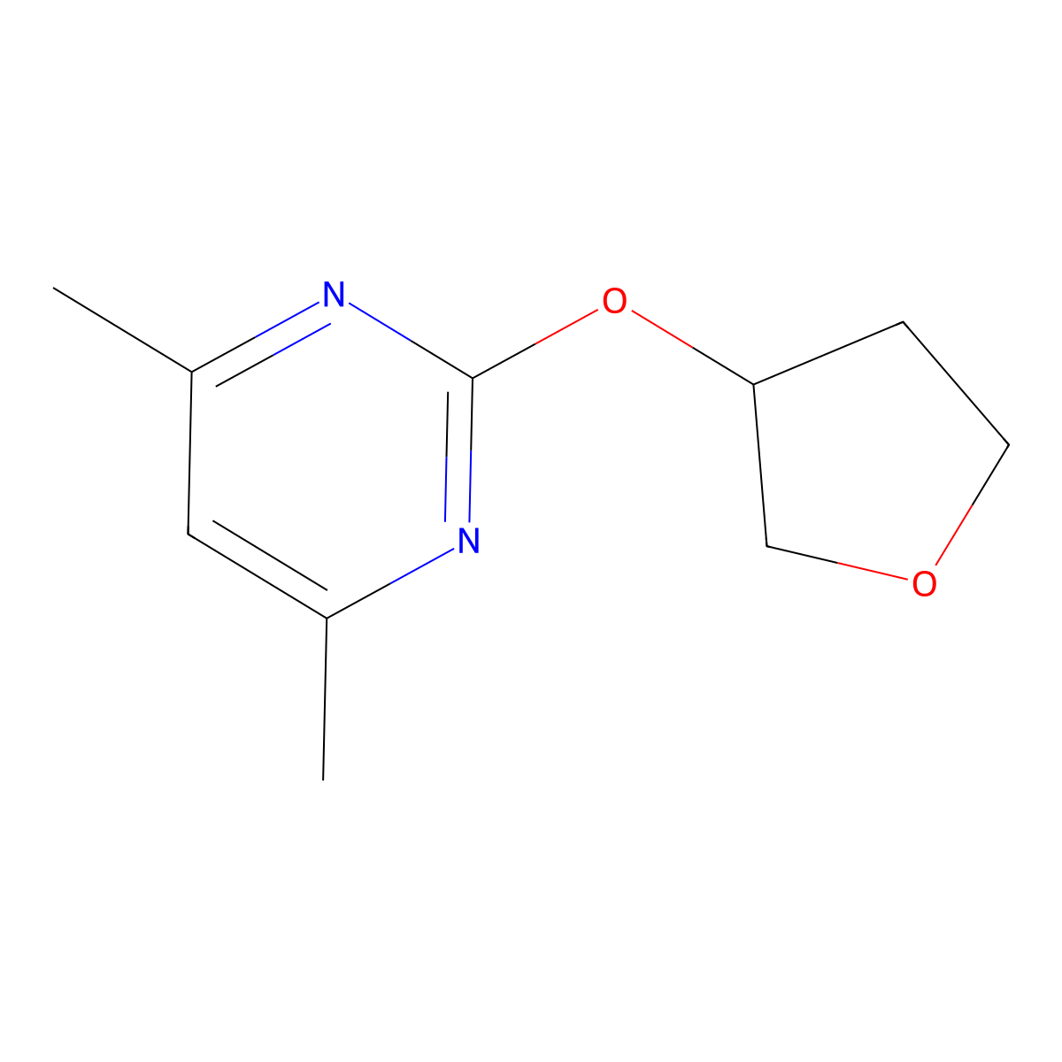 4,6-Dimethyl-2-(oxolan-3-yloxy)pyrimidine molecular structure, CAS 2175978-34-2