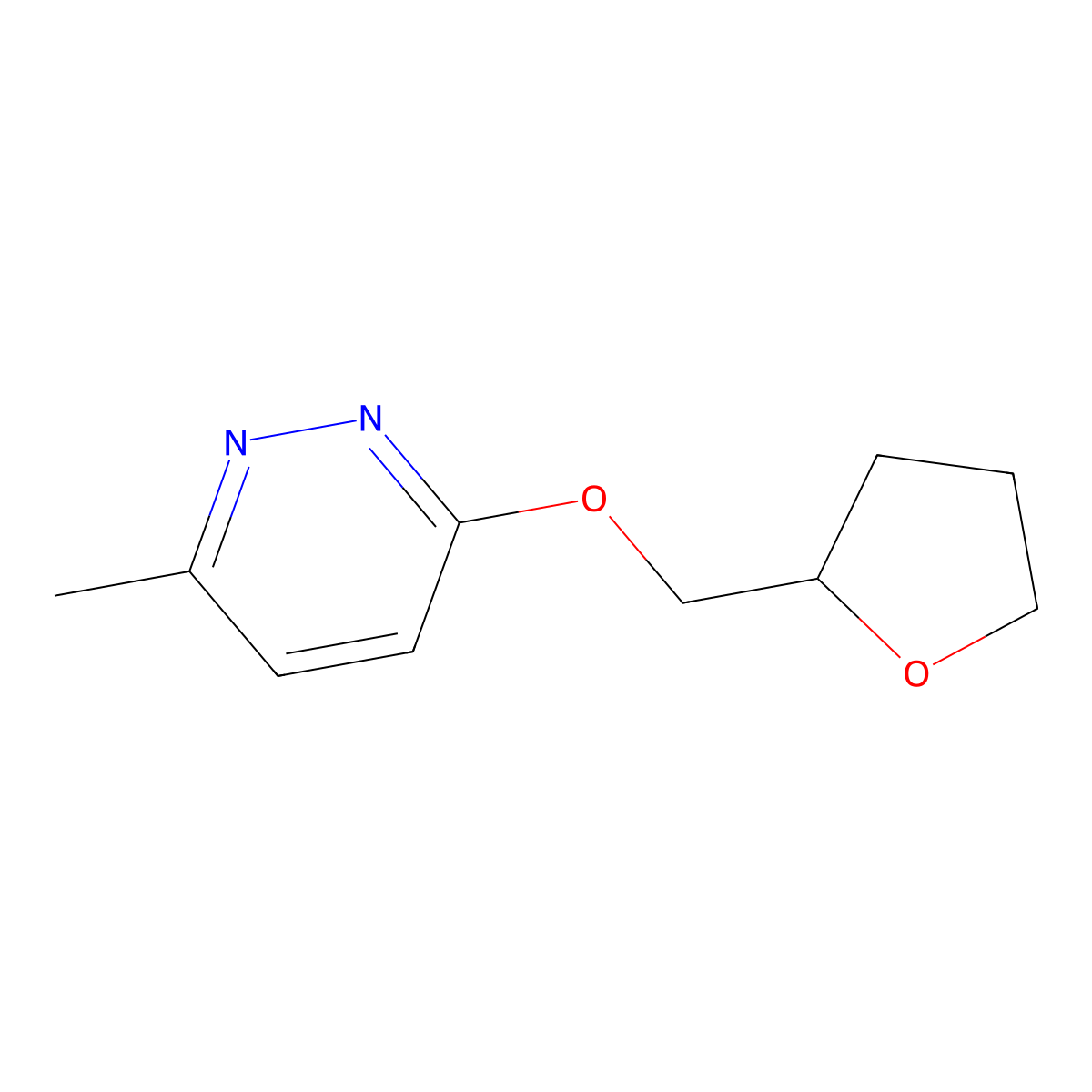 3-Methyl-6-[(oxolan-2-yl)methoxy]pyridazine molecular structure, CAS 2175978-36-4