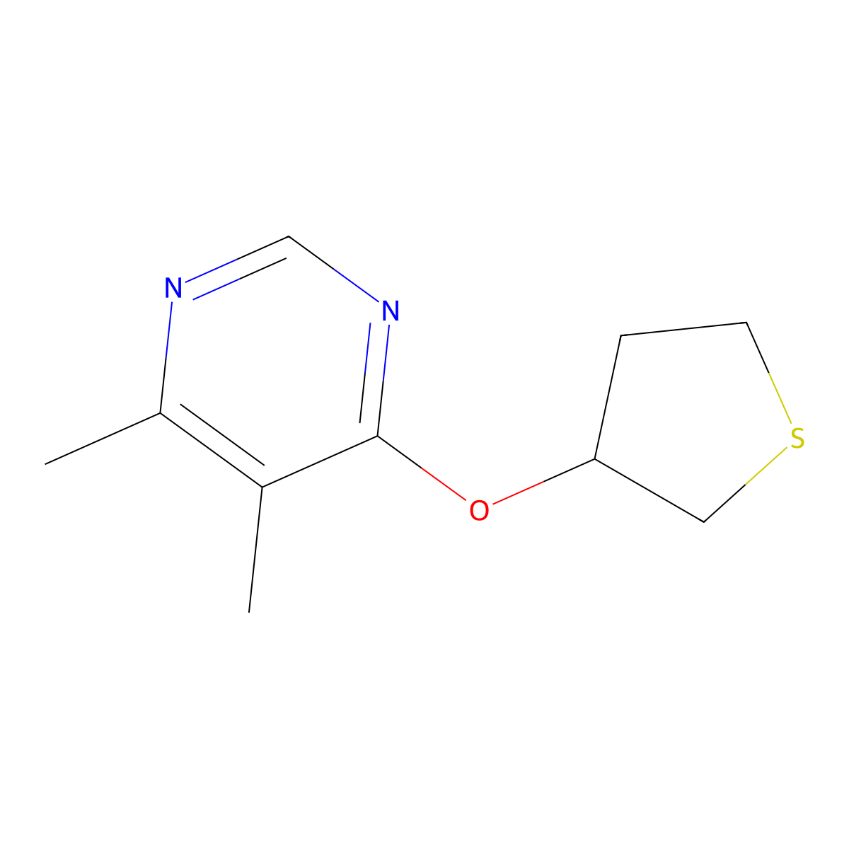 4,5-Dimethyl-6-(thiolan-3-yloxy)pyrimidine molecular structure, CAS 2175978-37-5