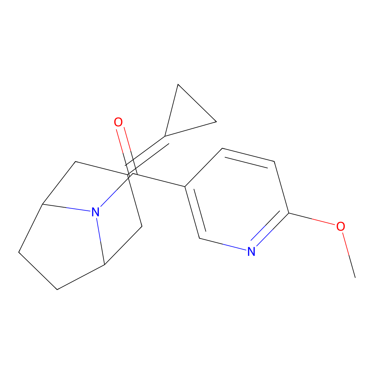 3-Cyclopropylidene-8-(6-methoxypyridine-3-carbonyl)-8-azabicyclo[3.2.1]octane molecular structure, CAS 2175978-38-6