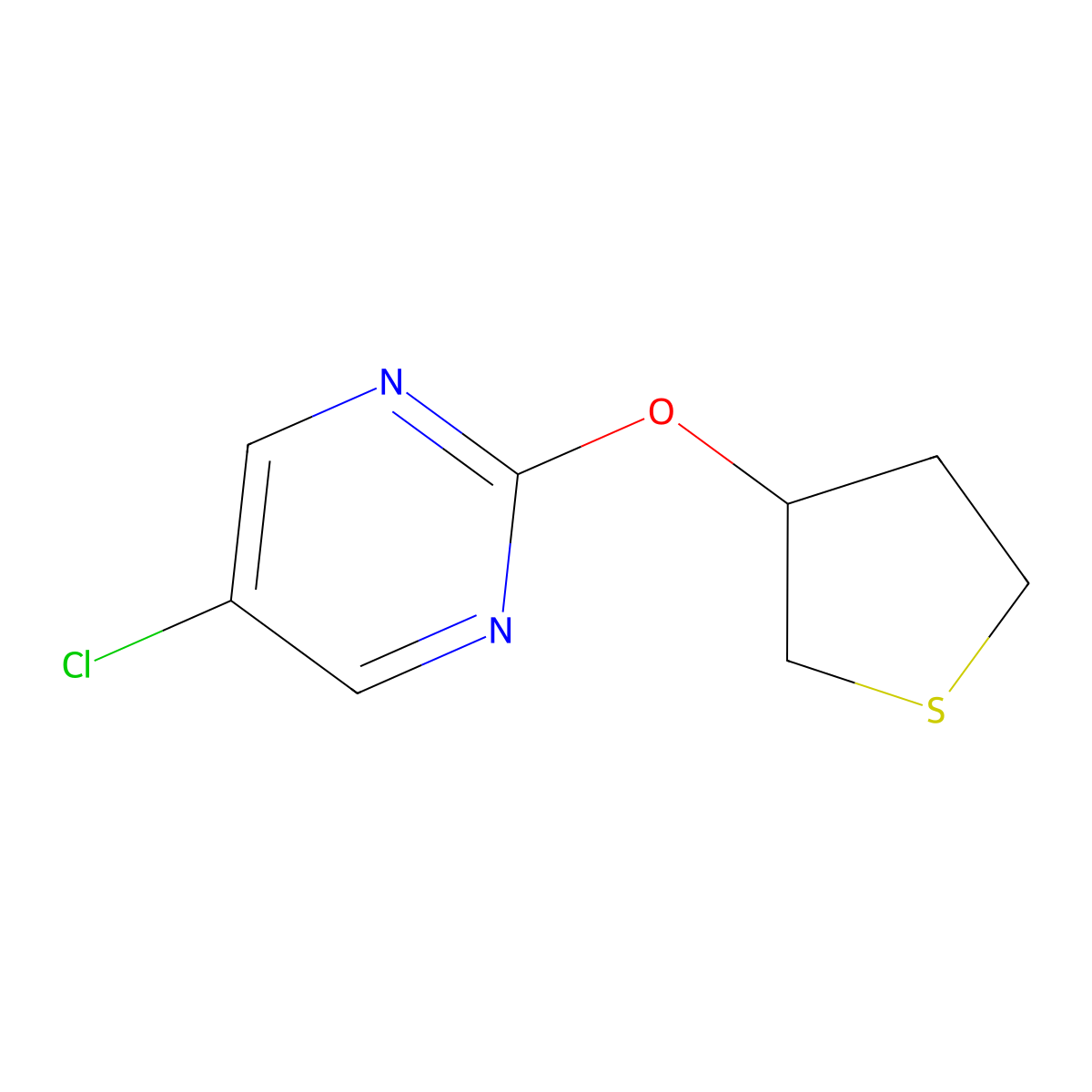 5-Chloro-2-(thiolan-3-yloxy)pyrimidine molecular structure, CAS 2175978-40-0