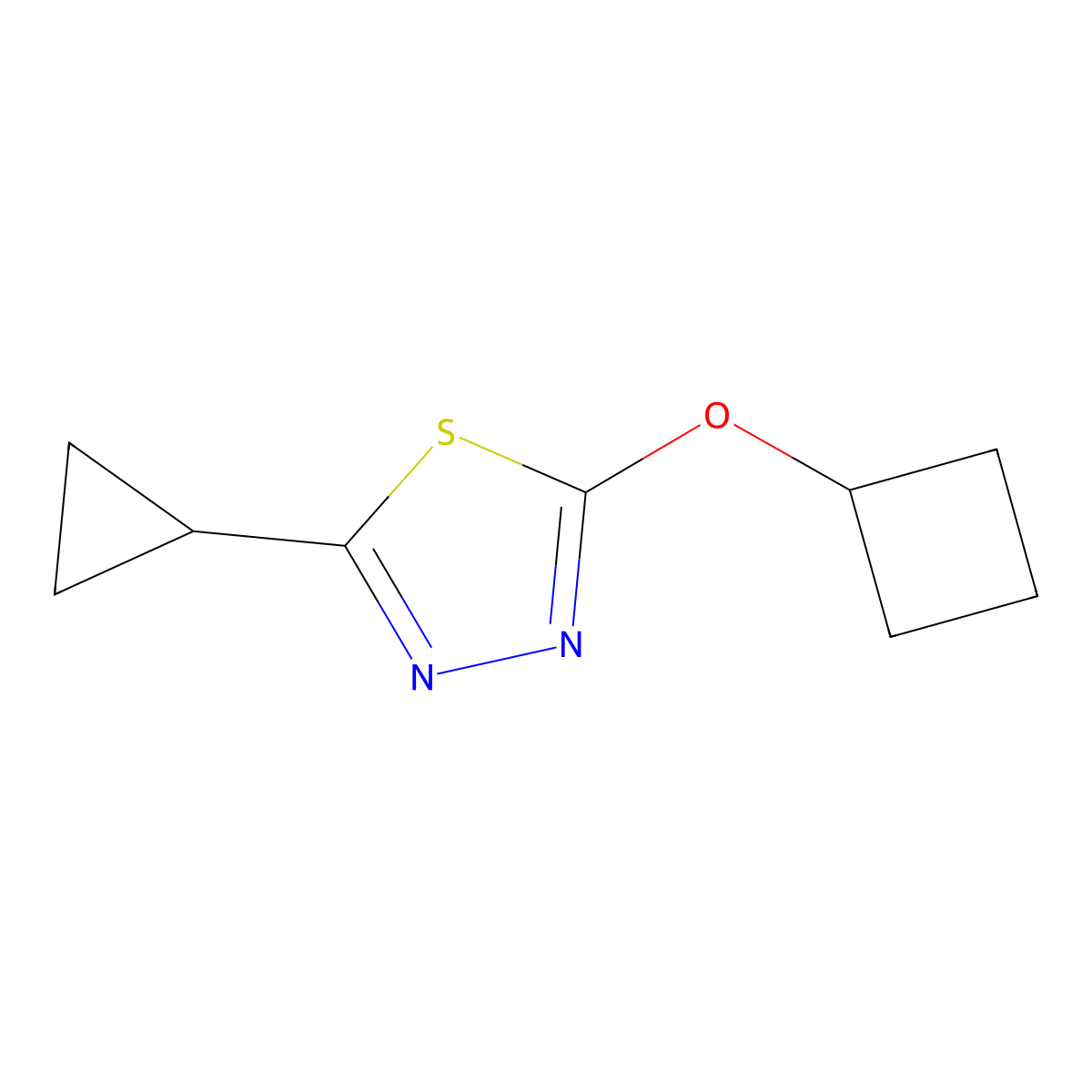 2-Cyclobutoxy-5-cyclopropyl-1,3,4-thiadiazole molecular structure, CAS 2175978-42-2