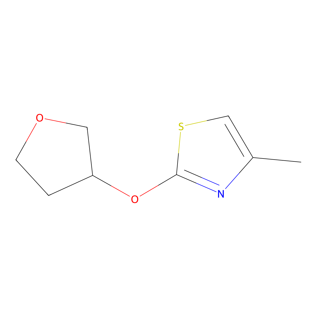 4-Methyl-2-(oxolan-3-yloxy)-1,3-thiazole molecular structure, CAS 2175978-43-3