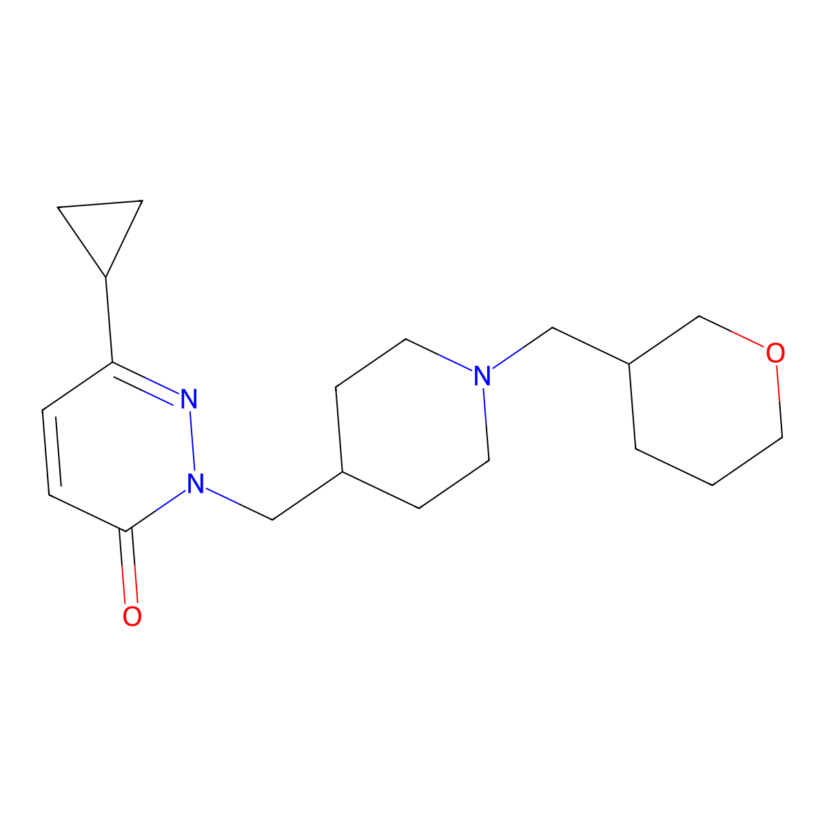 6-Cyclopropyl-2-({1-[(oxan-3-yl)methyl]piperidin-4-yl}methyl)-2,3-dihydropyridazin-3-one molecular structure, CAS 2175978-46-6