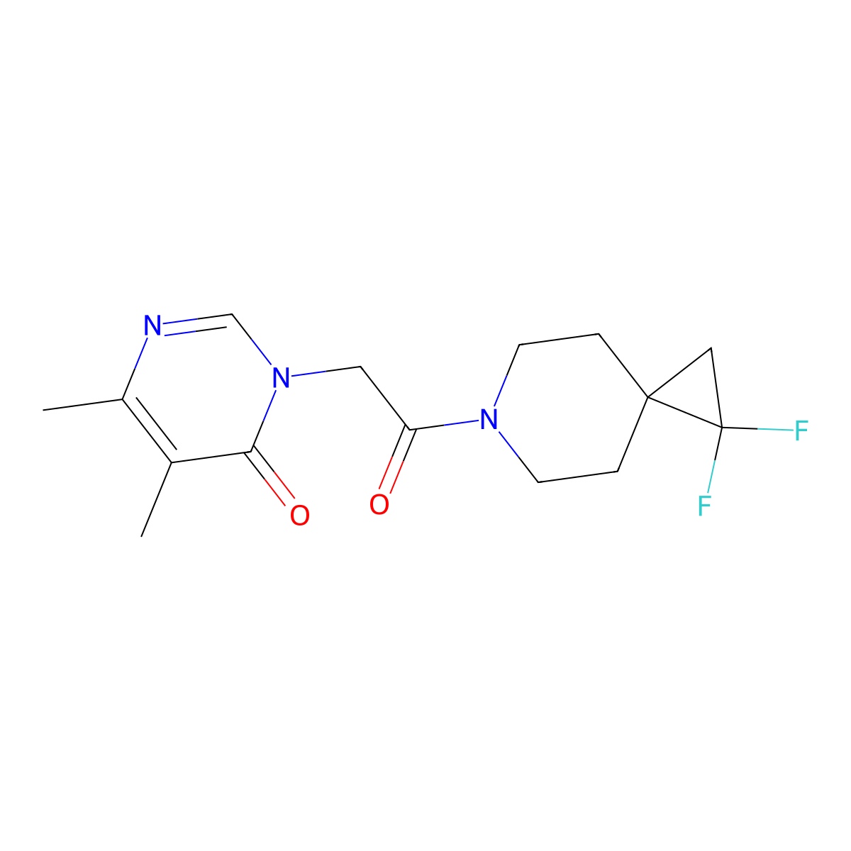 3-(2-(1,1-difluoro-6-azaspiro[2.5]octan-6-yl)-2-oxoethyl)-5,6-dimethylpyrimidin-4(3H)-one molecular structure, CAS 2175978-50-2