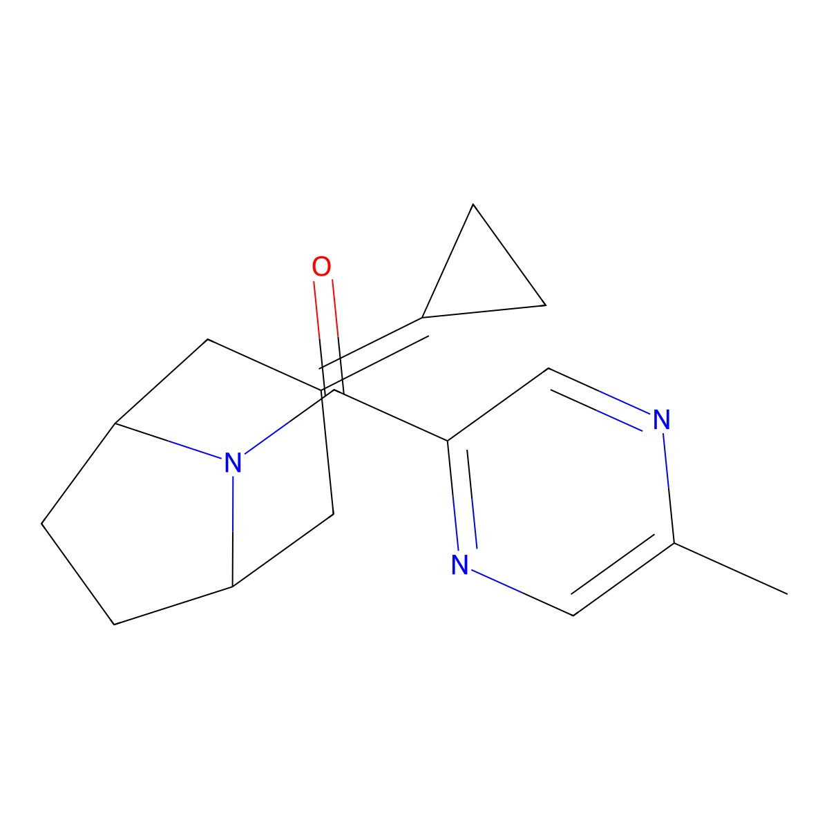 3-Cyclopropylidene-8-(5-methylpyrazine-2-carbonyl)-8-azabicyclo[3.2.1]octane molecular structure, CAS 2175978-55-7