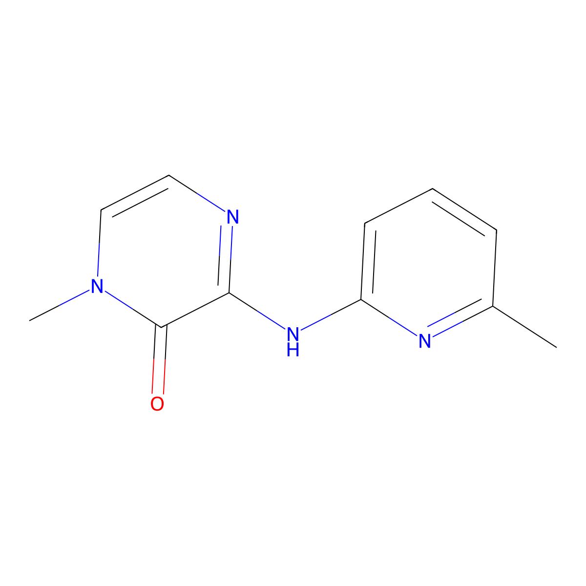 1-methyl-3-((6-methylpyridin-2-yl)amino)pyrazin-2(1H)-one molecular structure, CAS 2175978-58-0