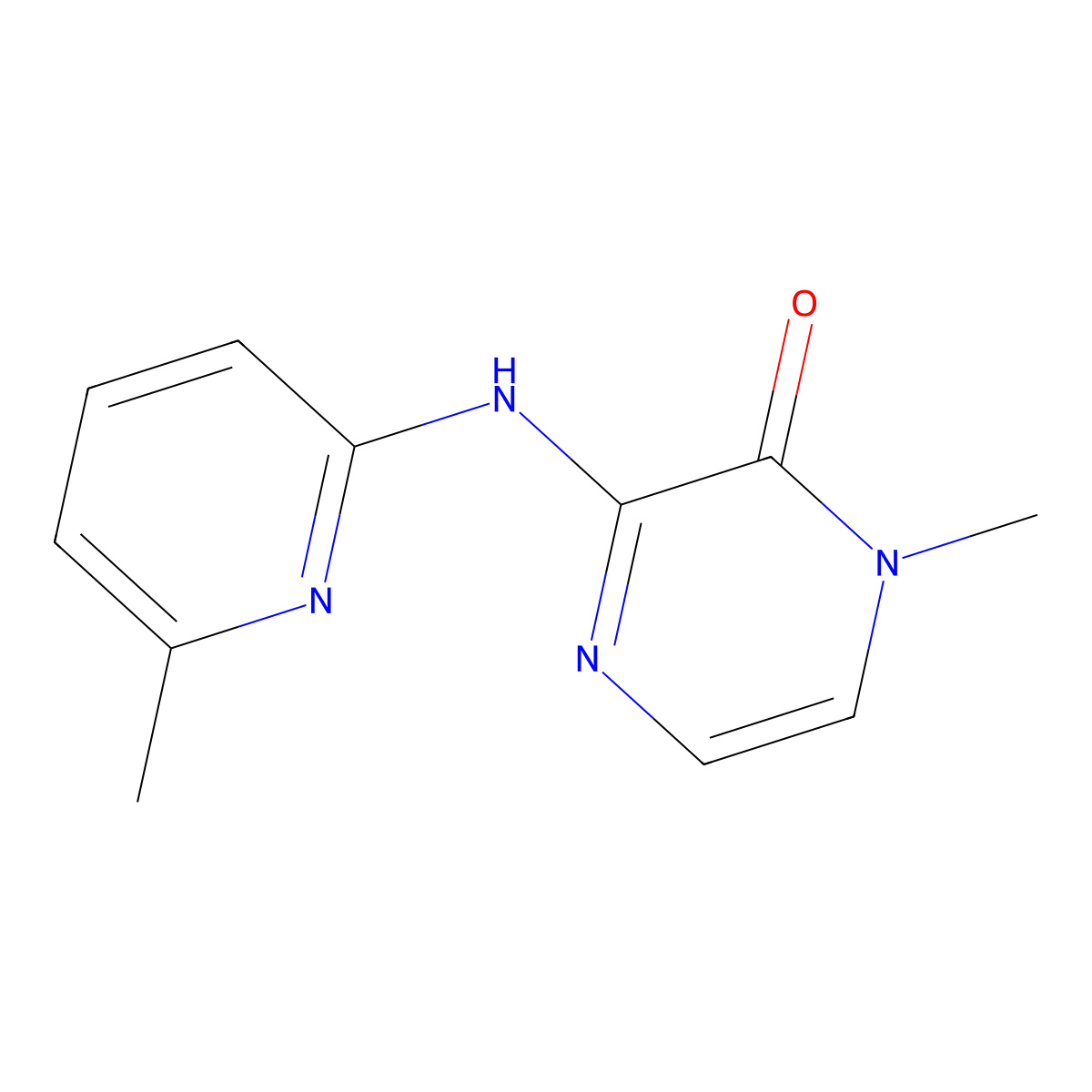 1-methyl-3-((6-methylpyridin-2-yl)amino)pyrazin-2(1H)-one molecular structure, CAS 2175978-58-0