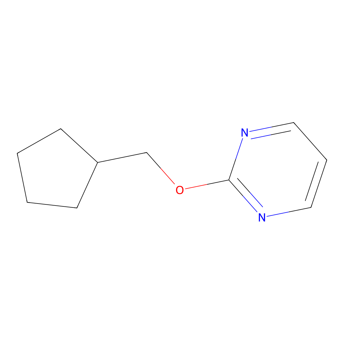 2-(Cyclopentylmethoxy)pyrimidine molecular structure, CAS 2175978-67-1