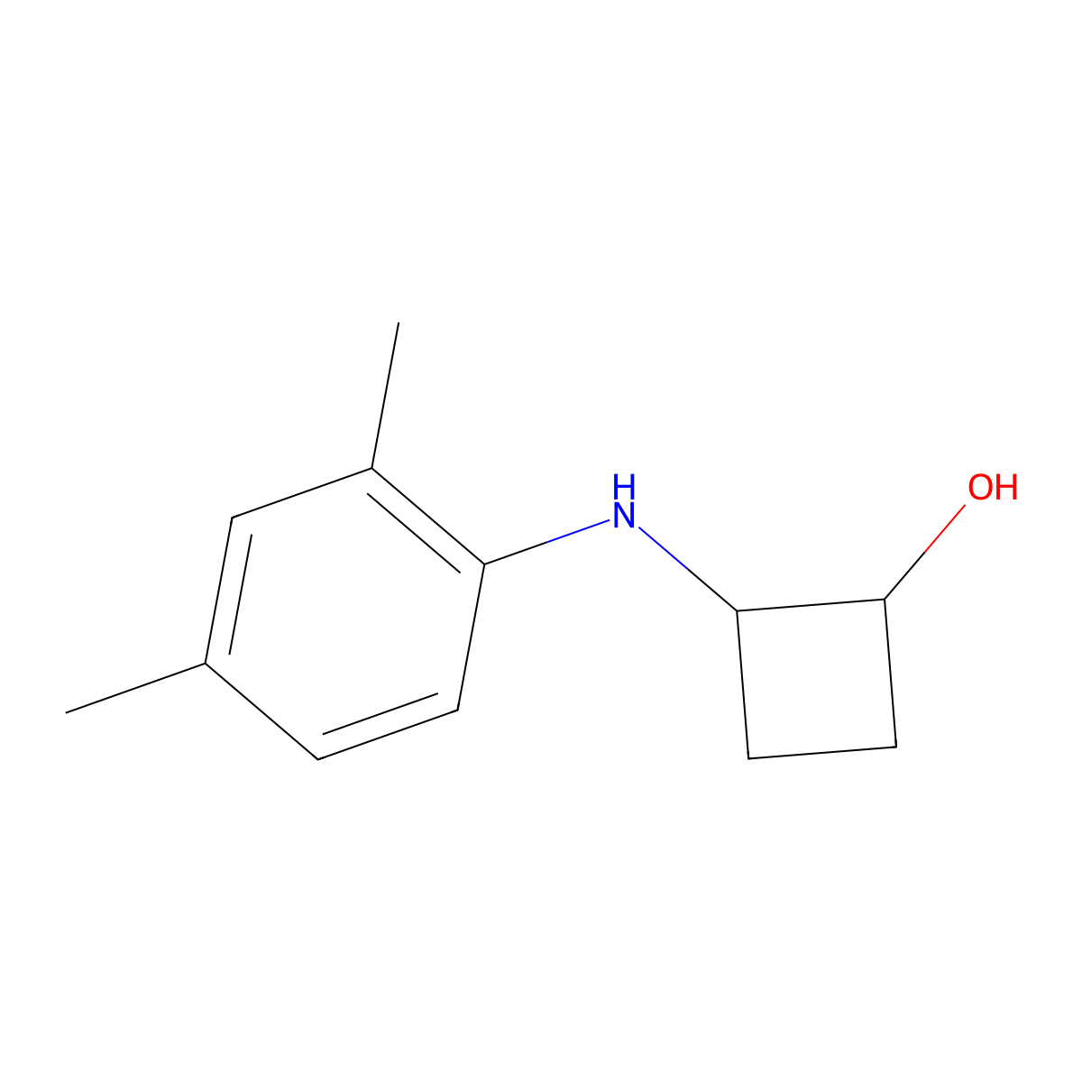 2-[(2,4-Dimethylphenyl)amino]cyclobutan-1-ol molecular structure, CAS 2175978-70-6