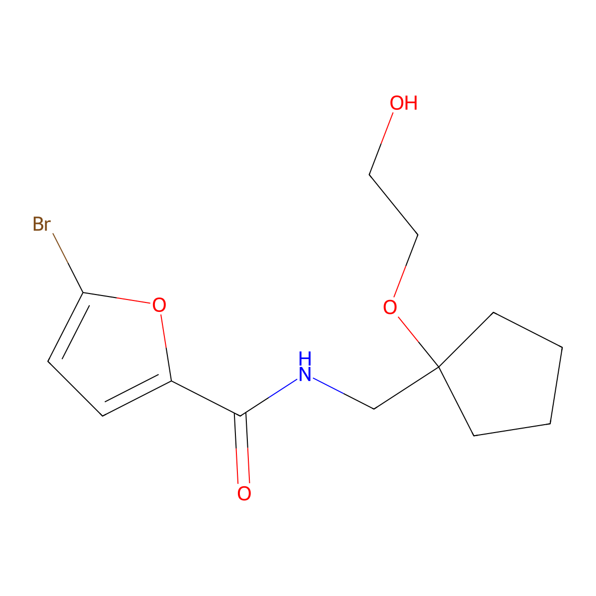 5-bromo-N-((1-(2-hydroxyethoxy)cyclopentyl)methyl)furan-2-carboxamide molecular structure, CAS 2175978-72-8
