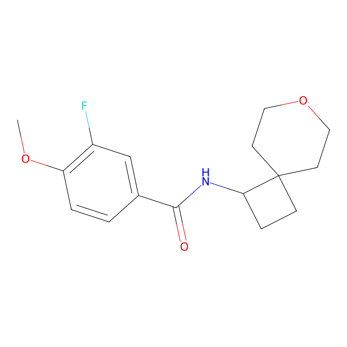 3-fluoro-4-methoxy-N-{7-oxaspiro[3.5]nonan-1-yl}benzamide molecular structure, CAS 2175978-74-0