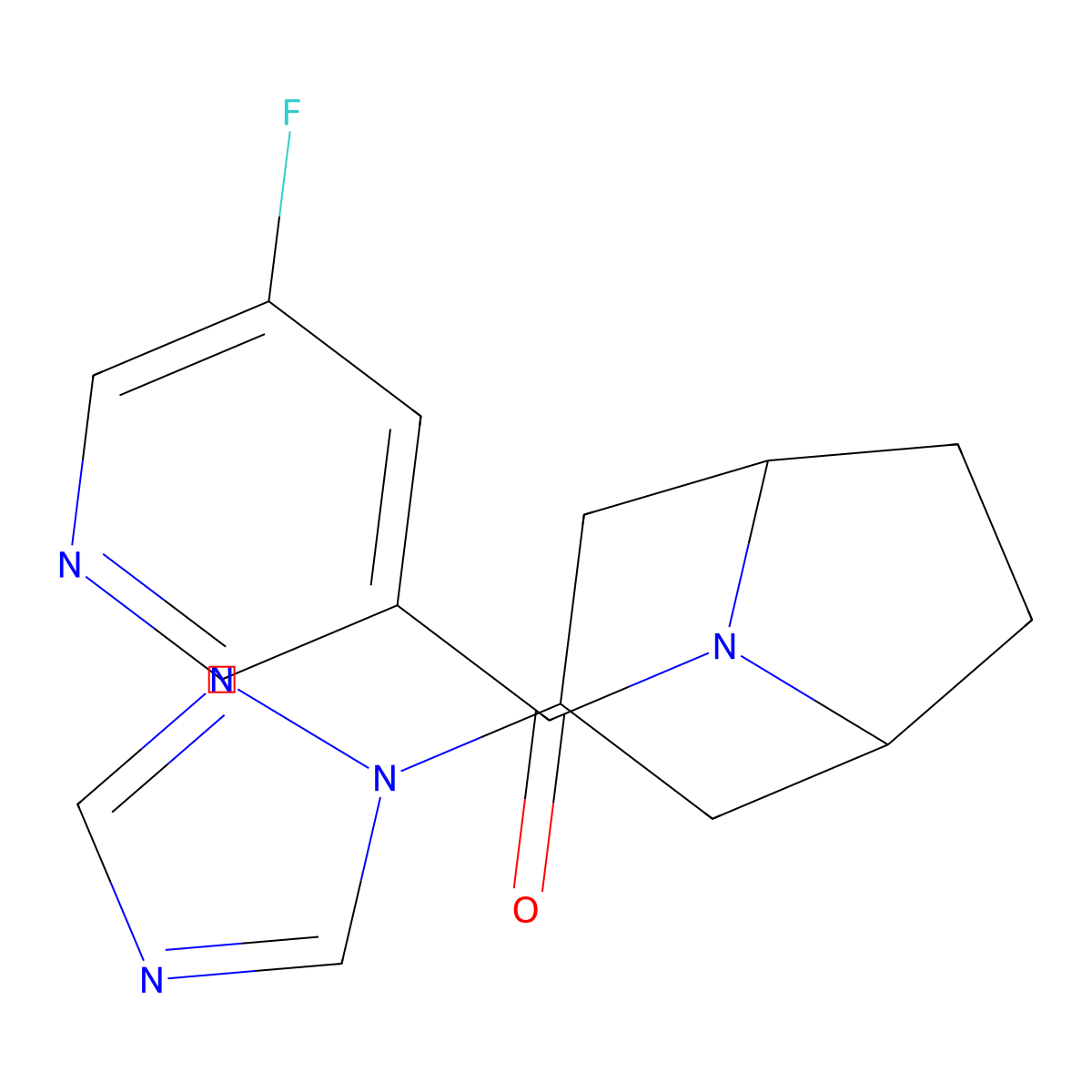 ((1R,5S)-3-(1H-1,2,4-triazol-1-yl)-8-azabicyclo[3.2.1]octan-8-yl)(5-fluoropyridin-3-yl)methanone molecular structure, CAS 2175978-83-1