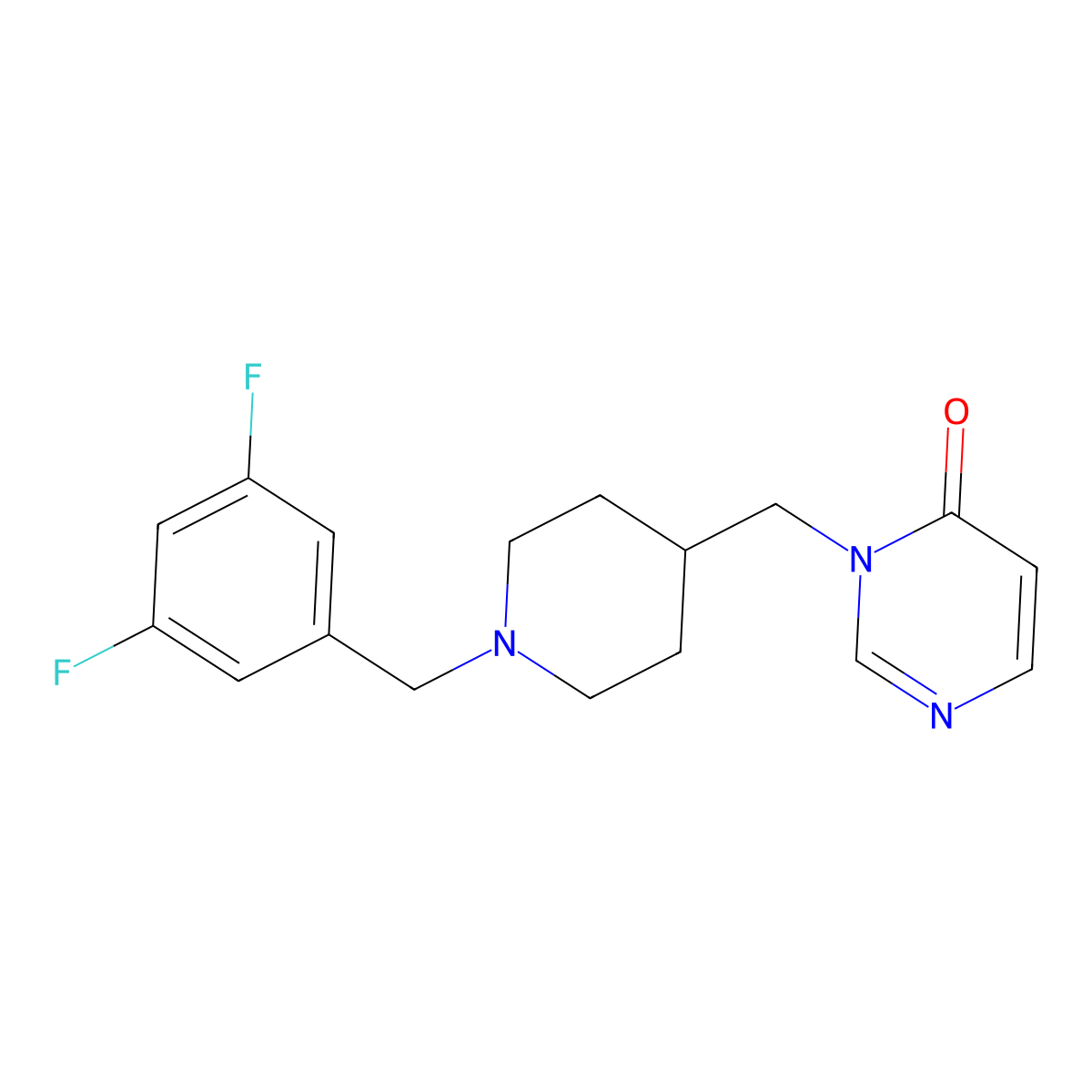 3-({1-[(3,5-Difluorophenyl)methyl]piperidin-4-yl}methyl)-3,4-dihydropyrimidin-4-one molecular structure, CAS 2175978-84-2