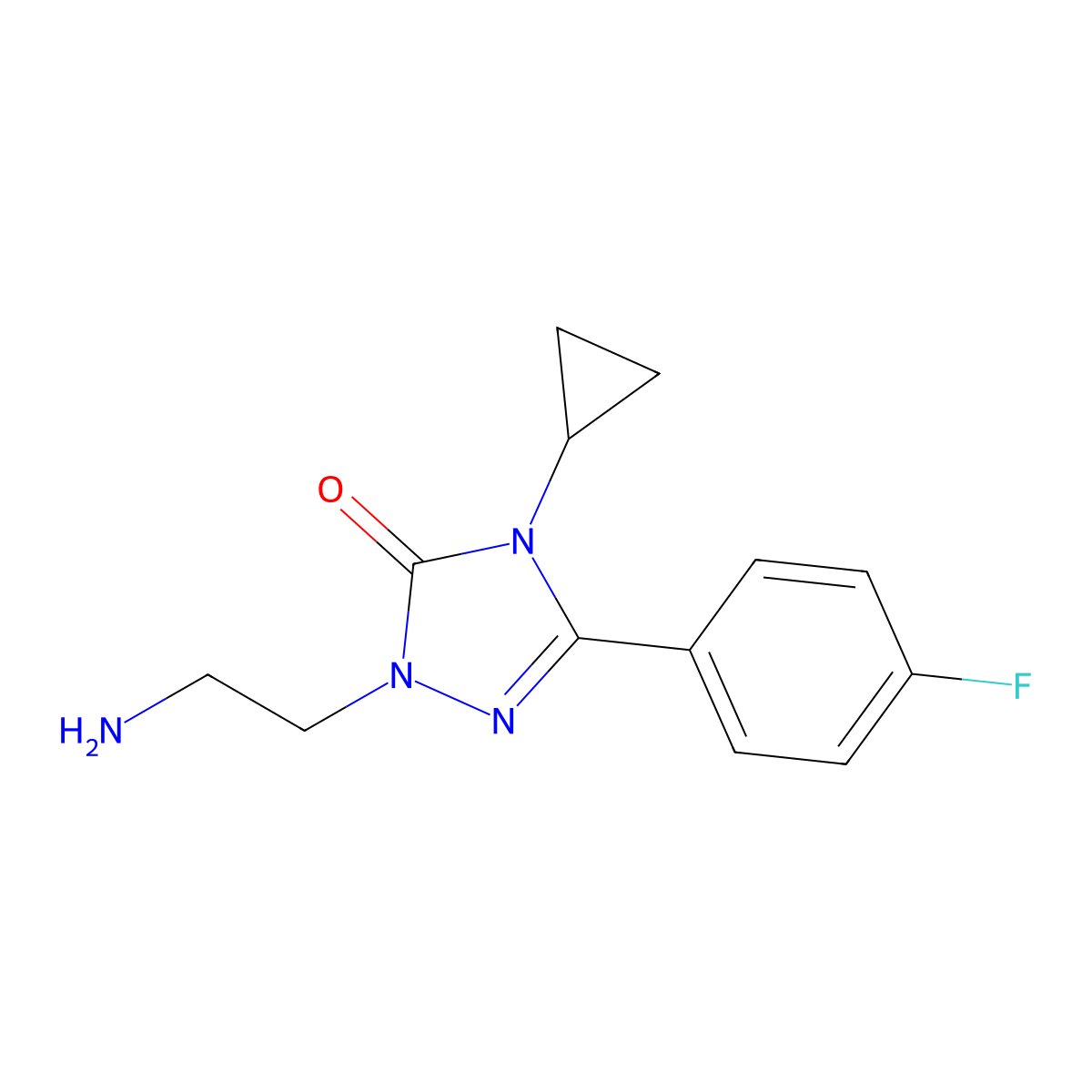 1-(2-aminoethyl)-4-cyclopropyl-3-(4-fluorophenyl)-4,5-dihydro-1H-1,2,4-triazol-5-one molecular structure, CAS 2175978-87-5