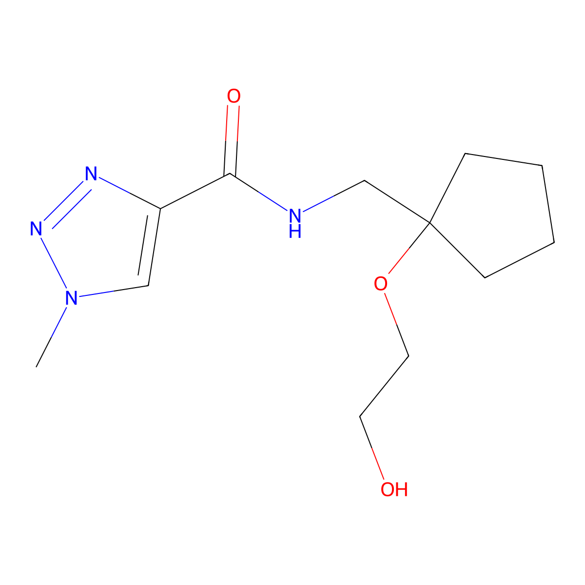 N-((1-(2-hydroxyethoxy)cyclopentyl)methyl)-1-methyl-1H-1,2,3-triazole-4-carboxamide molecular structure, CAS 2175978-88-6