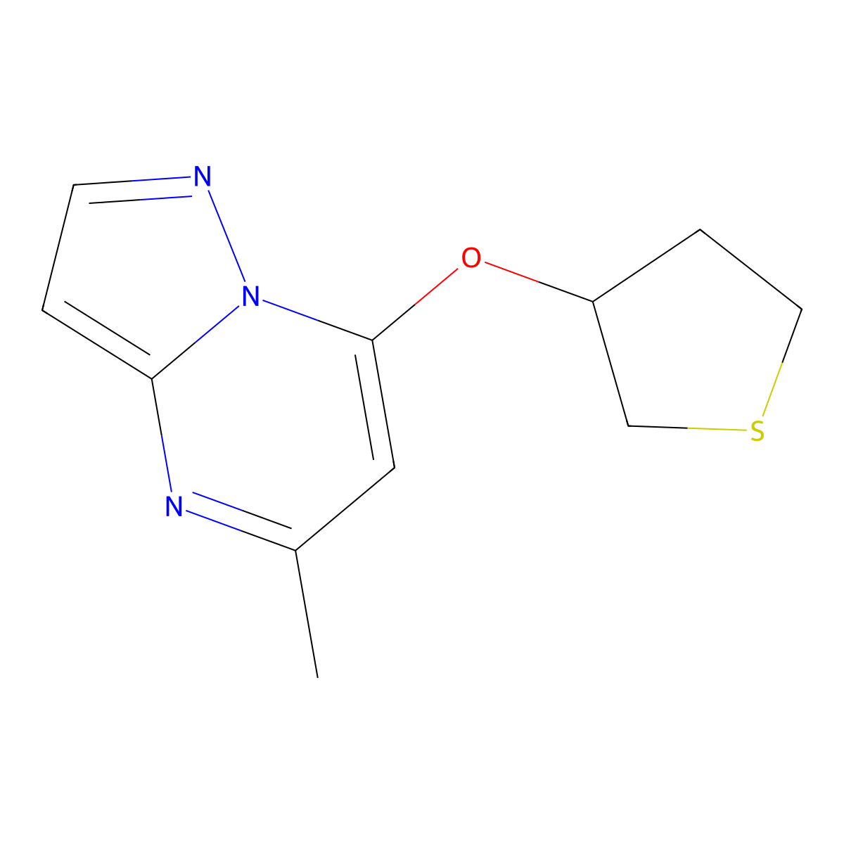 5-Methyl-7-(thiolan-3-yloxy)pyrazolo[1,5-a]pyrimidine molecular structure, CAS 2175978-90-0