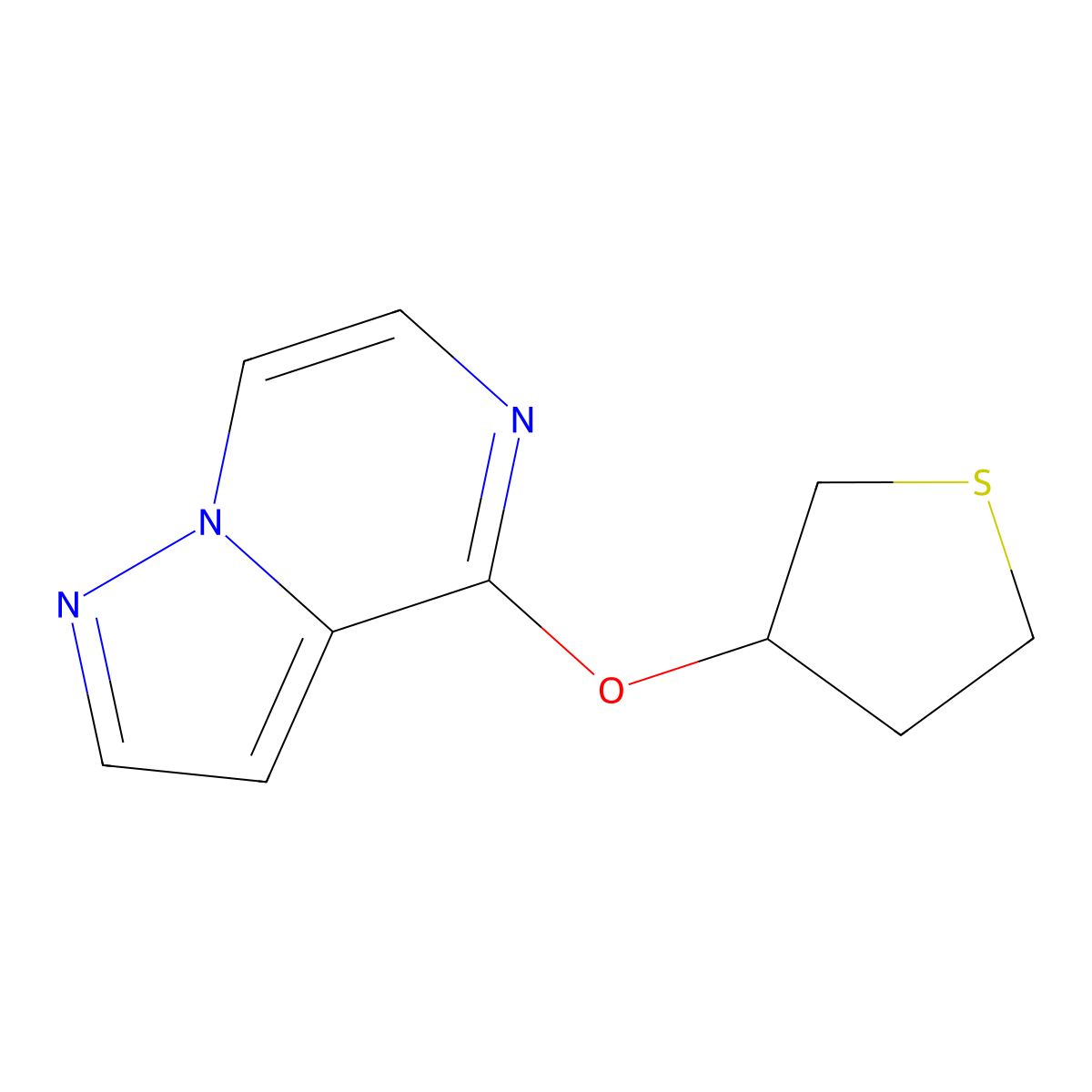 4-(Thiolan-3-yloxy)pyrazolo[1,5-a]pyrazine molecular structure, CAS 2175978-96-6