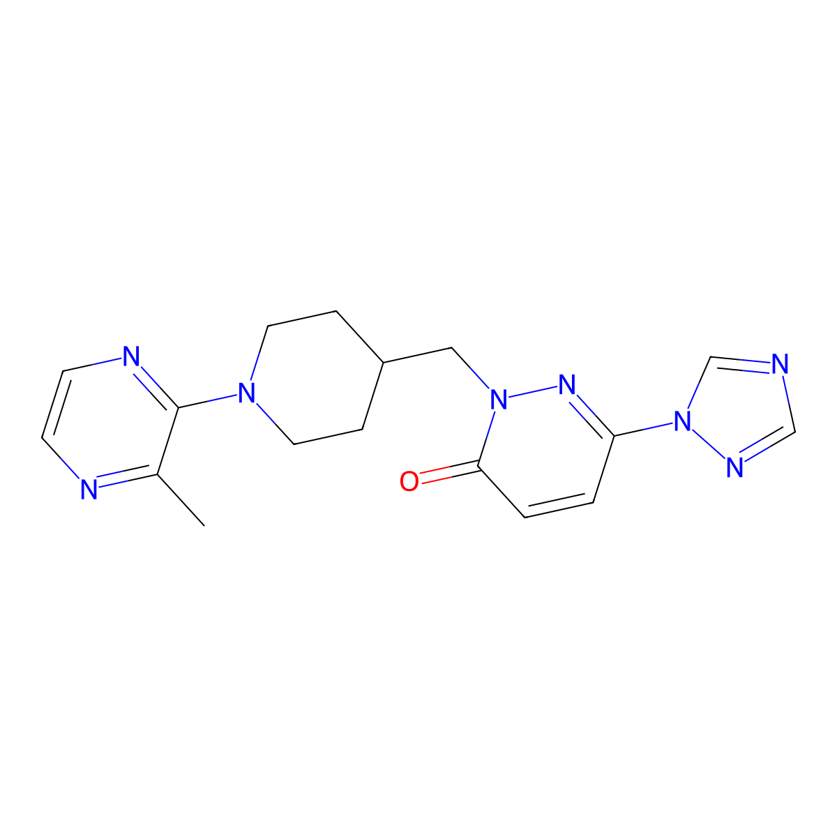 2-{[1-(3-methylpyrazin-2-yl)piperidin-4-yl]methyl}-6-(1H-1,2,4-triazol-1-yl)-2,3-dihydropyridazin-3-one molecular structure, CAS 2175979-01-6