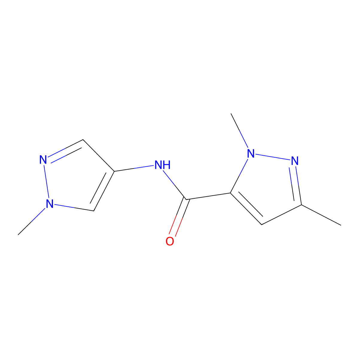 1,3-dimethyl-N-(1-methyl-1H-pyrazol-4-yl)-1H-pyrazole-5-carboxamide molecular structure, CAS 2175979-07-2