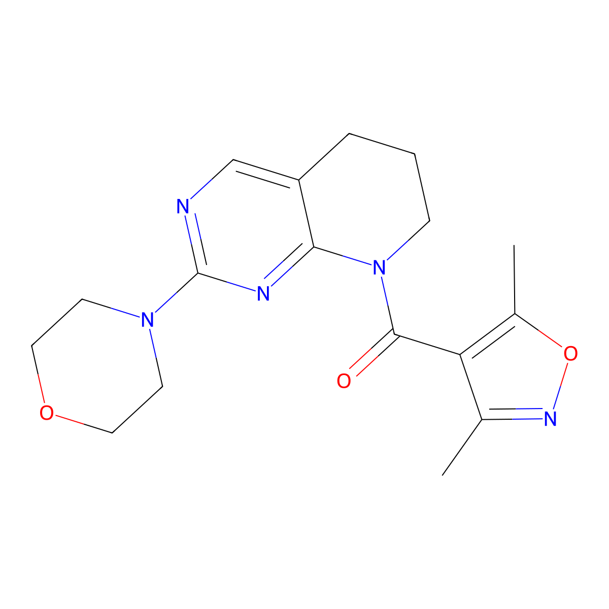 4-[8-(3,5-dimethyl-1,2-oxazole-4-carbonyl)-5H,6H,7H,8H-pyrido[2,3-d]pyrimidin-2-yl]morpholine molecular structure, CAS 2175979-11-8