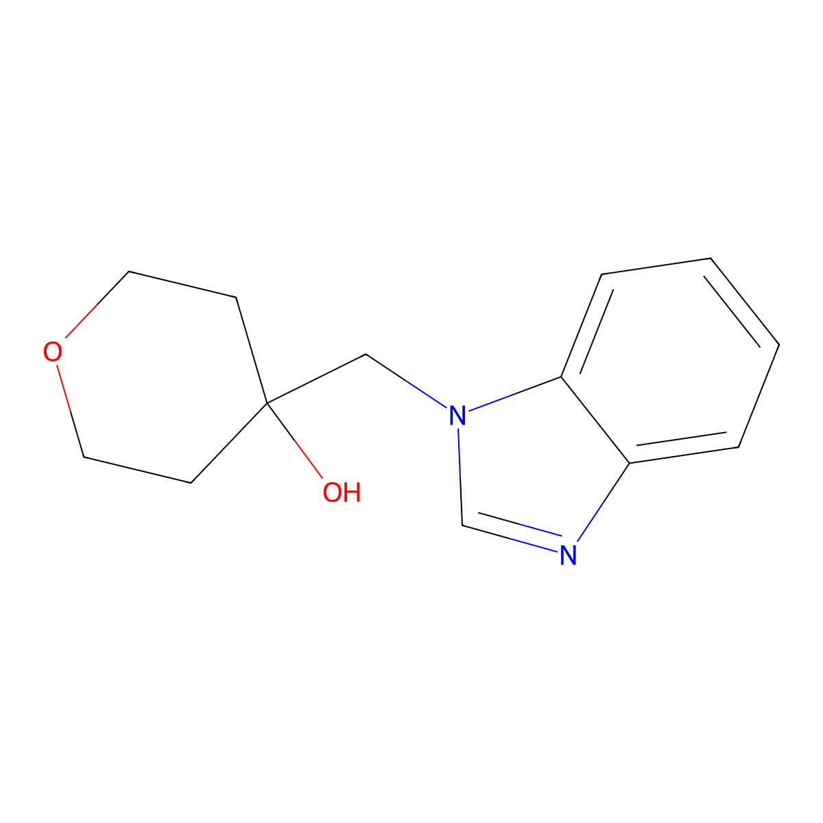 4-[(1H-1,3-benzodiazol-1-yl)methyl]oxan-4-ol molecular structure, CAS 2175979-13-0