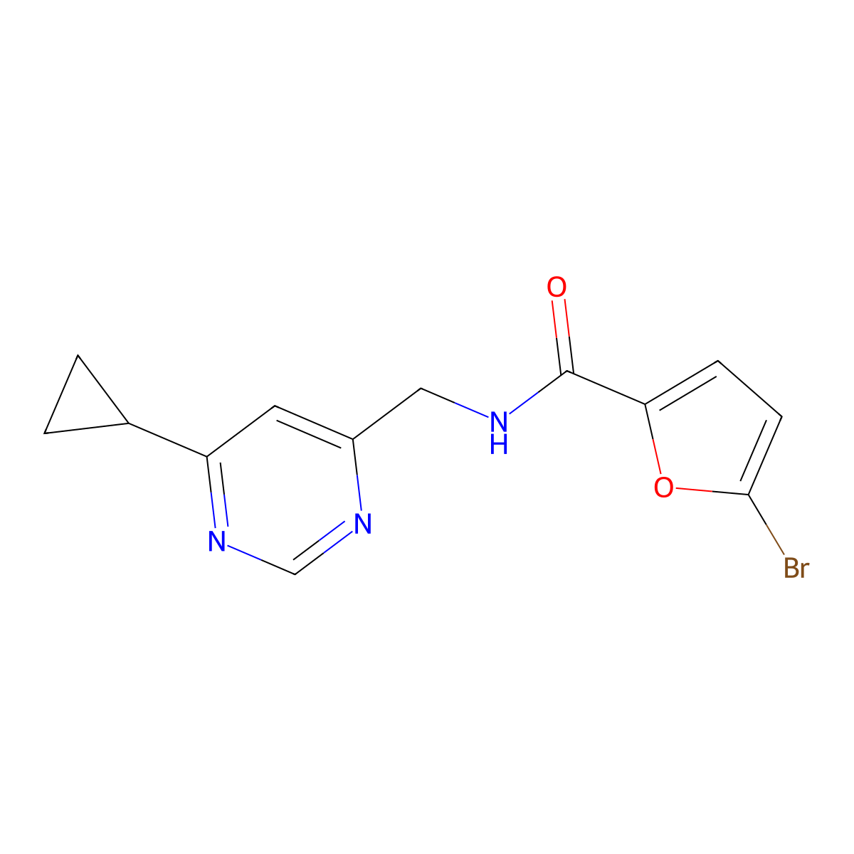 5-bromo-N-[(6-cyclopropylpyrimidin-4-yl)methyl]furan-2-carboxamide molecular structure, CAS 2175979-17-4