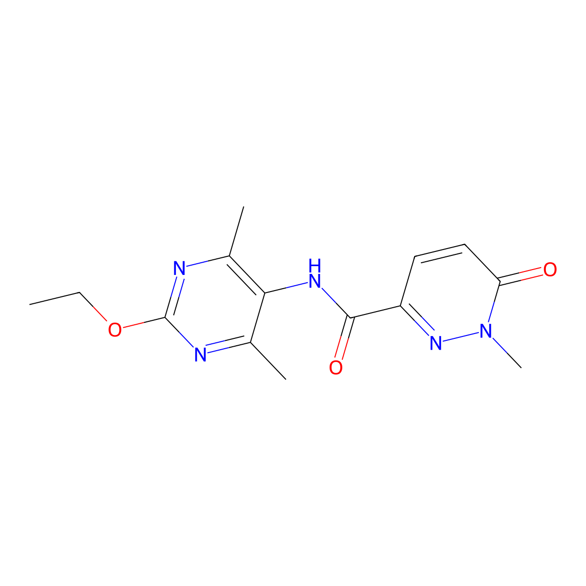 N-(2-ethoxy-4,6-dimethylpyrimidin-5-yl)-1-methyl-6-oxo-1,6-dihydropyridazine-3-carboxamide molecular structure, CAS 2175979-20-9