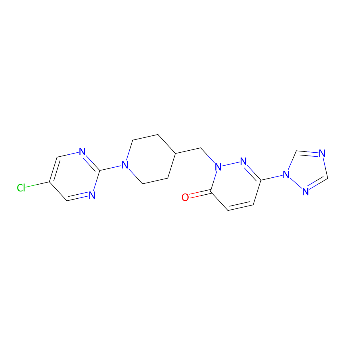 2-{[1-(5-chloropyrimidin-2-yl)piperidin-4-yl]methyl}-6-(1H-1,2,4-triazol-1-yl)-2,3-dihydropyridazin-3-one molecular structure, CAS 2175979-22-1