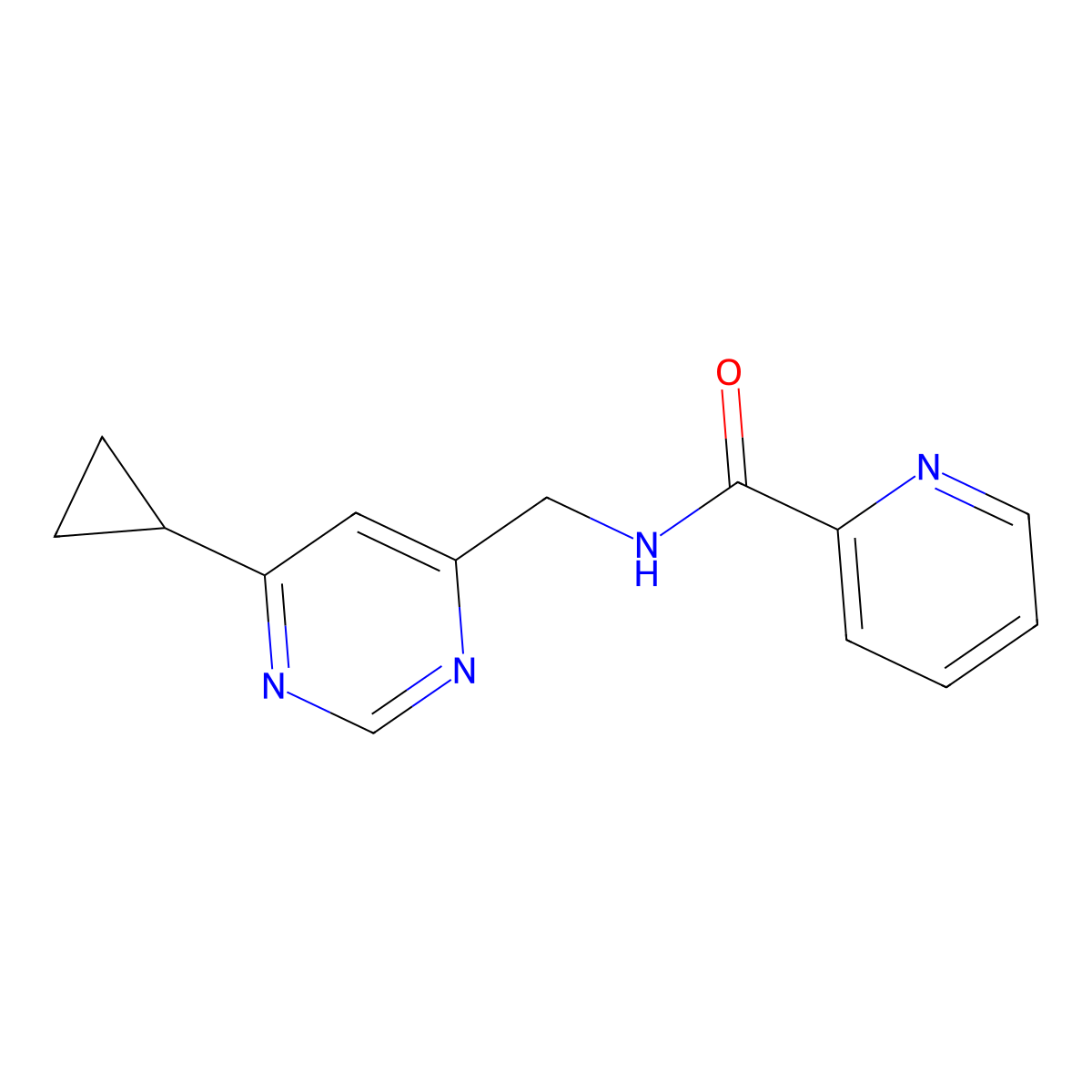N-[(6-cyclopropylpyrimidin-4-yl)methyl]pyridine-2-carboxamide molecular structure, CAS 2175979-24-3