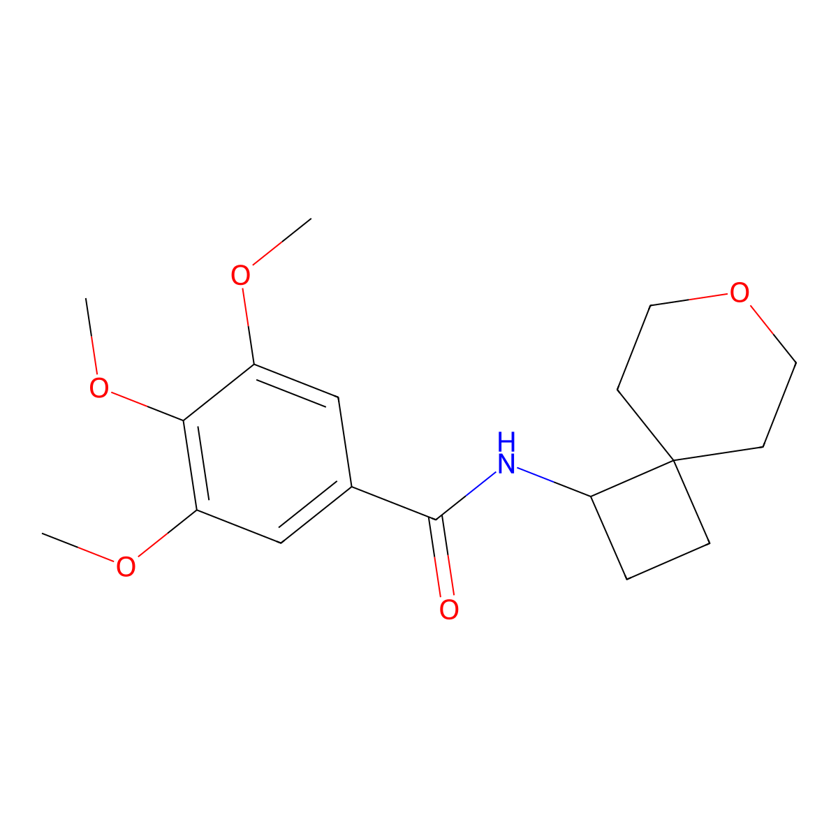 3,4,5-trimethoxy-N-{7-oxaspiro[3.5]nonan-1-yl}benzamide molecular structure, CAS 2175979-27-6