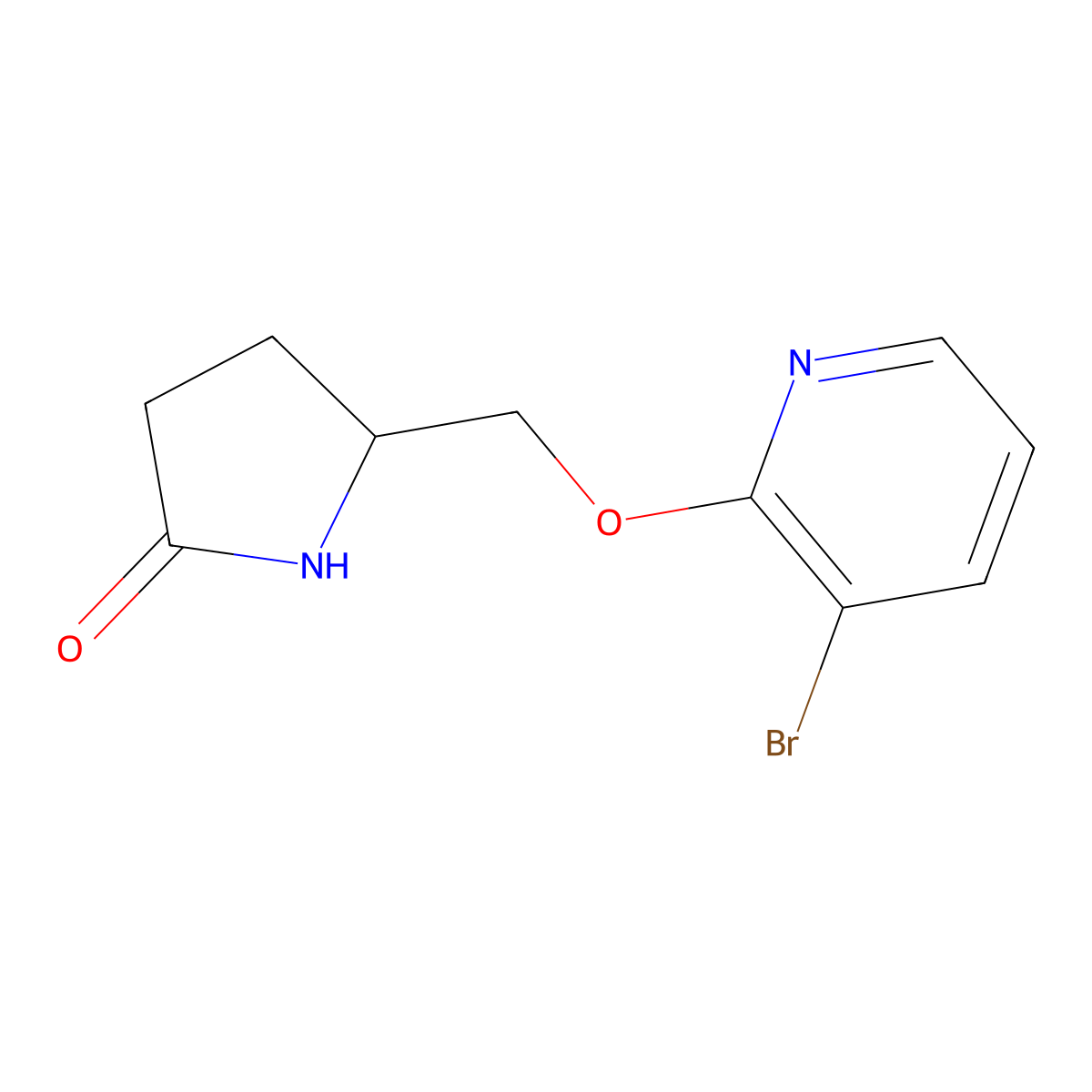5-{[(3-Bromopyridin-2-yl)oxy]methyl}pyrrolidin-2-one molecular structure, CAS 2175979-28-7