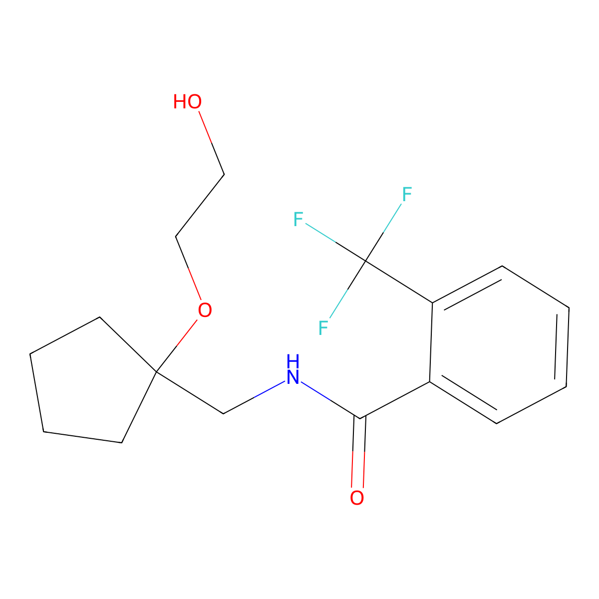 N-{[1-(2-hydroxyethoxy)cyclopentyl]methyl}-2-(trifluoromethyl)benzamide molecular structure, CAS 2175979-29-8