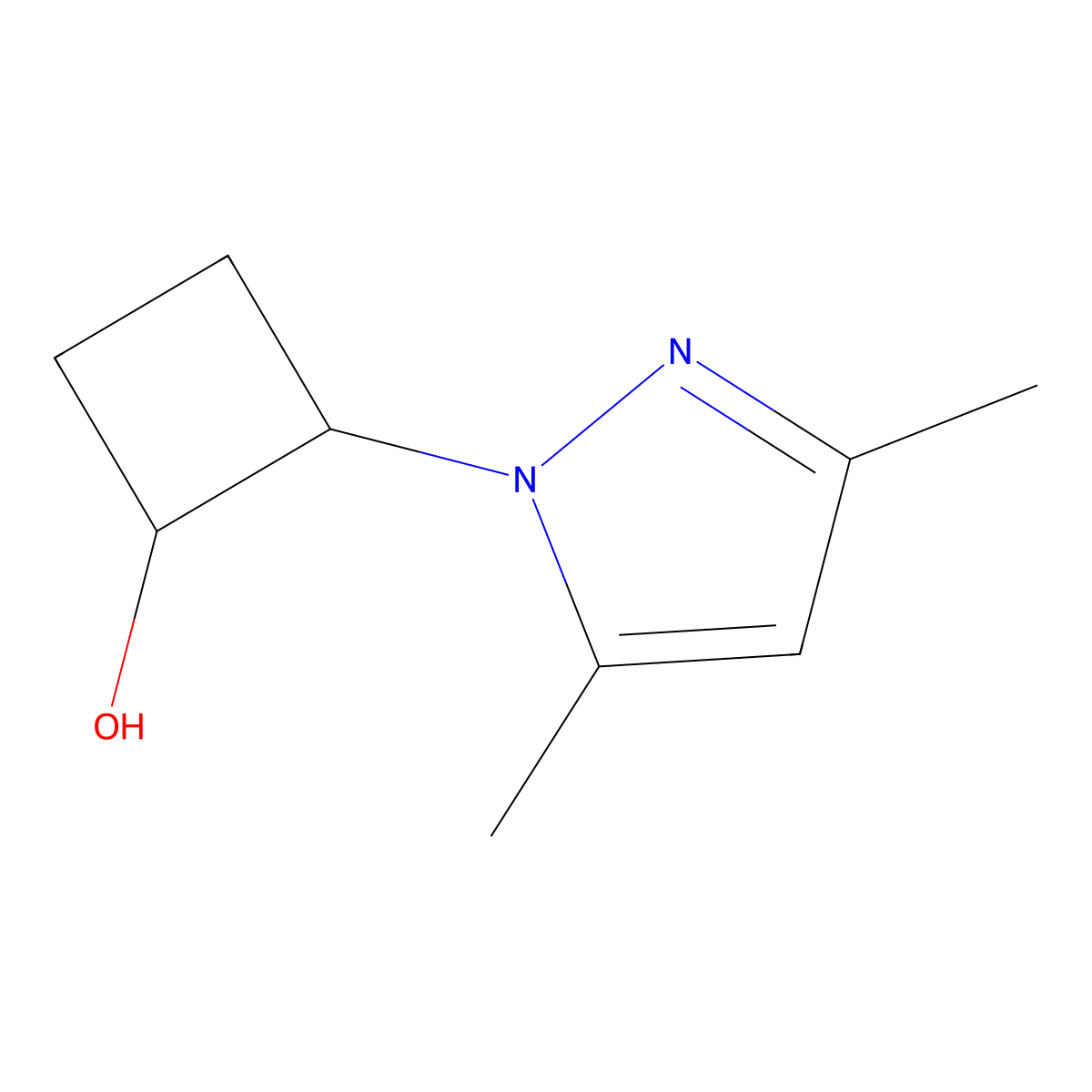 2-(3,5-dimethyl-1H-pyrazol-1-yl)cyclobutan-1-ol molecular structure, CAS 2175979-32-3