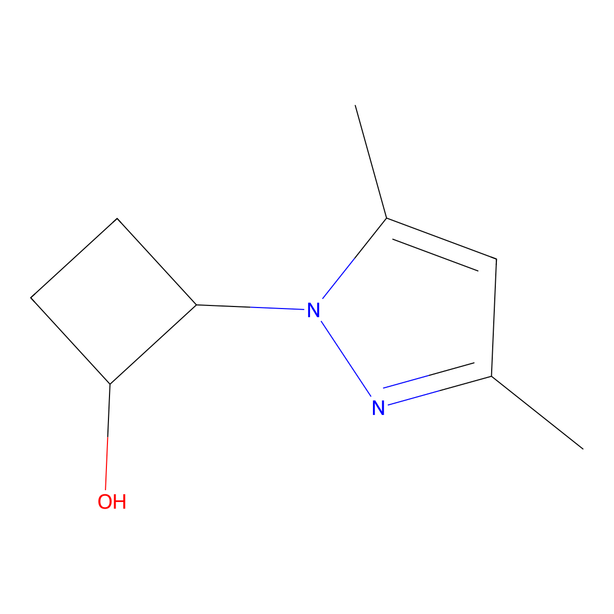 2-(3,5-dimethyl-1H-pyrazol-1-yl)cyclobutan-1-ol molecular structure, CAS 2175979-32-3