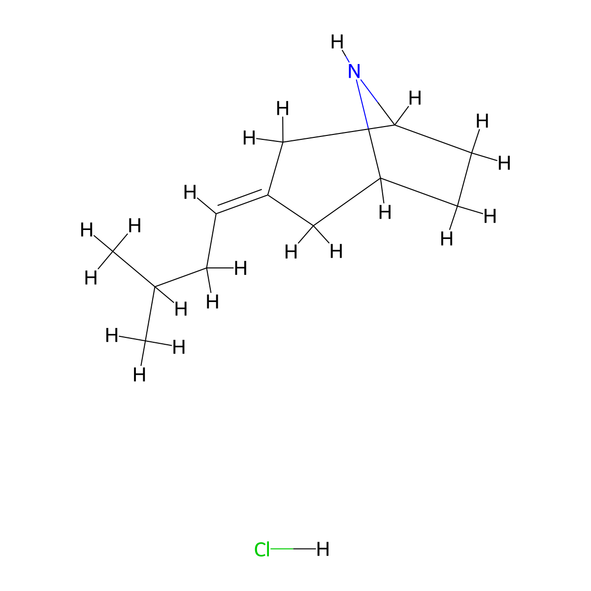3-(3-Methylbutylidene)-8-azabicyclo[3.2.1]octane hydrochloride molecular structure, CAS 2175979-34-5