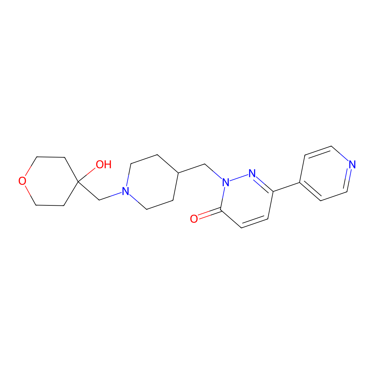 2-({1-[(4-Hydroxyoxan-4-yl)methyl]piperidin-4-yl}methyl)-6-(pyridin-4-yl)-2,3-dihydropyridazin-3-one molecular structure, CAS 2175979-35-6