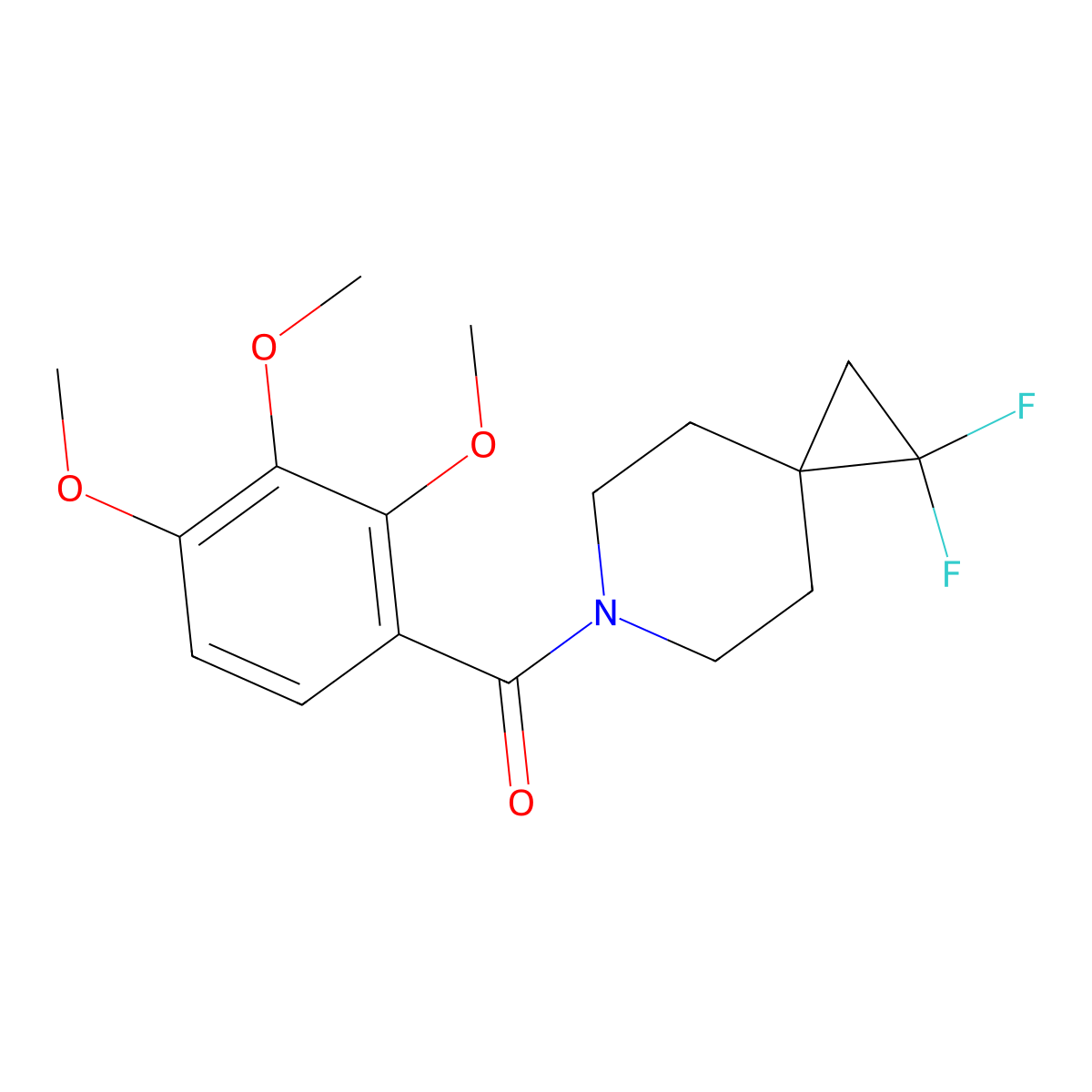 1,1-Difluoro-6-(2,3,4-trimethoxybenzoyl)-6-azaspiro[2.5]octane molecular structure, CAS 2175979-39-0