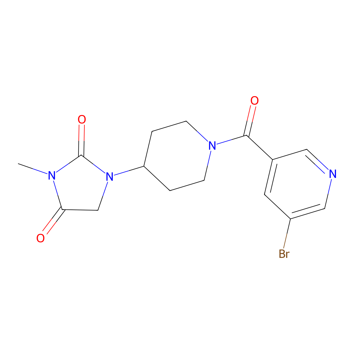 1-[1-(5-Bromopyridine-3-carbonyl)piperidin-4-yl]-3-methylimidazolidine-2,4-dione molecular structure, CAS 2175979-44-7