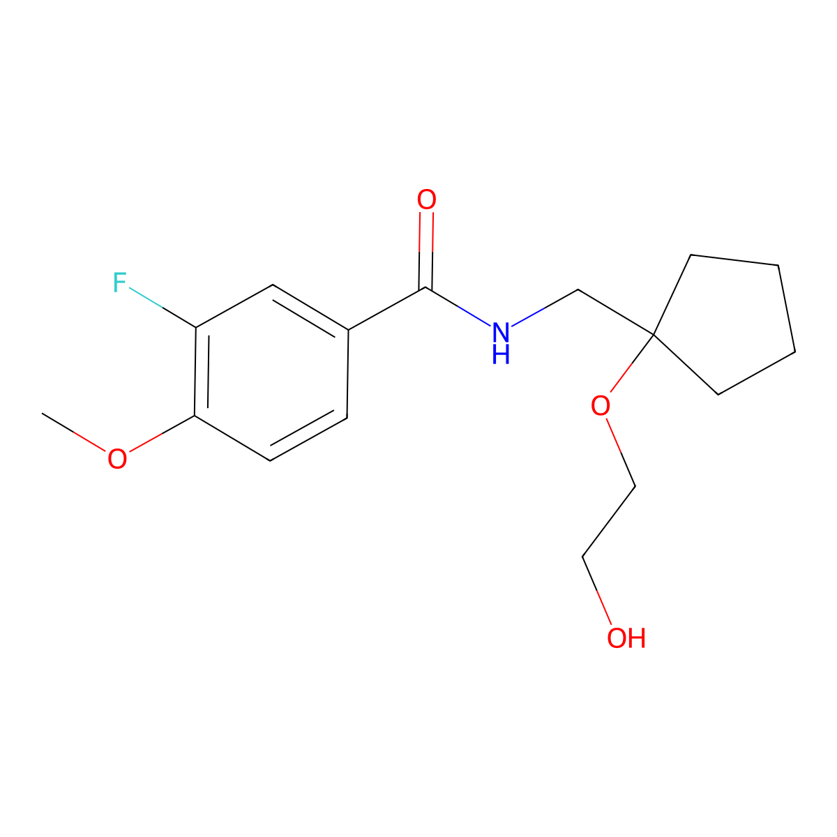 3-fluoro-N-{[1-(2-hydroxyethoxy)cyclopentyl]methyl}-4-methoxybenzamide molecular structure, CAS 2175979-51-6