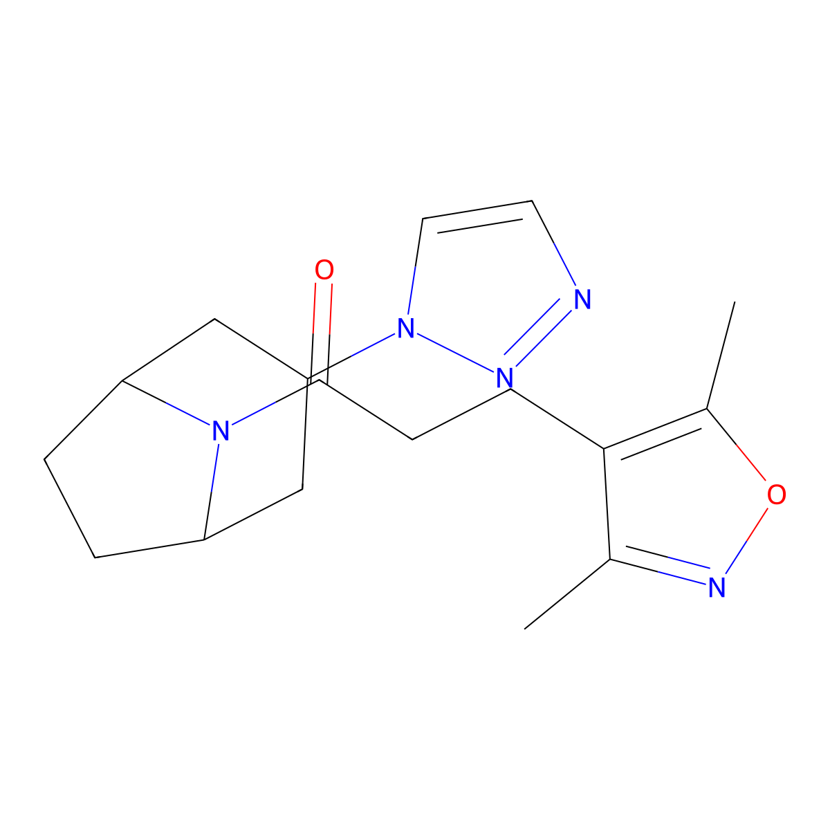 3-(3,5-dimethyl-1,2-oxazol-4-yl)-1-[3-(1H-1,2,3-triazol-1-yl)-8-azabicyclo[3.2.1]octan-8-yl]propan-1-one molecular structure, CAS 2175979-61-8