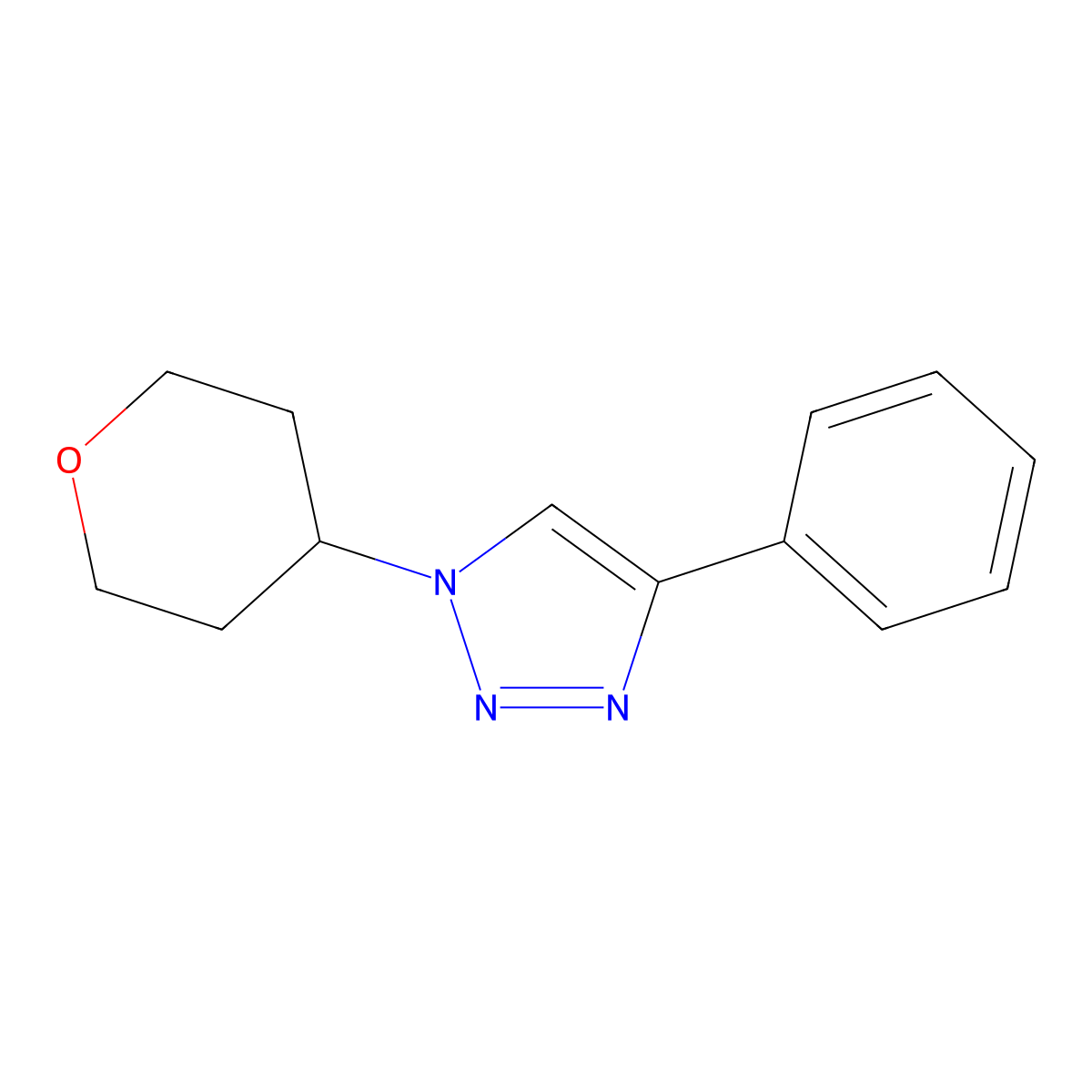 1-(oxan-4-yl)-4-phenyl-1H-1,2,3-triazole molecular structure, CAS 2175979-64-1