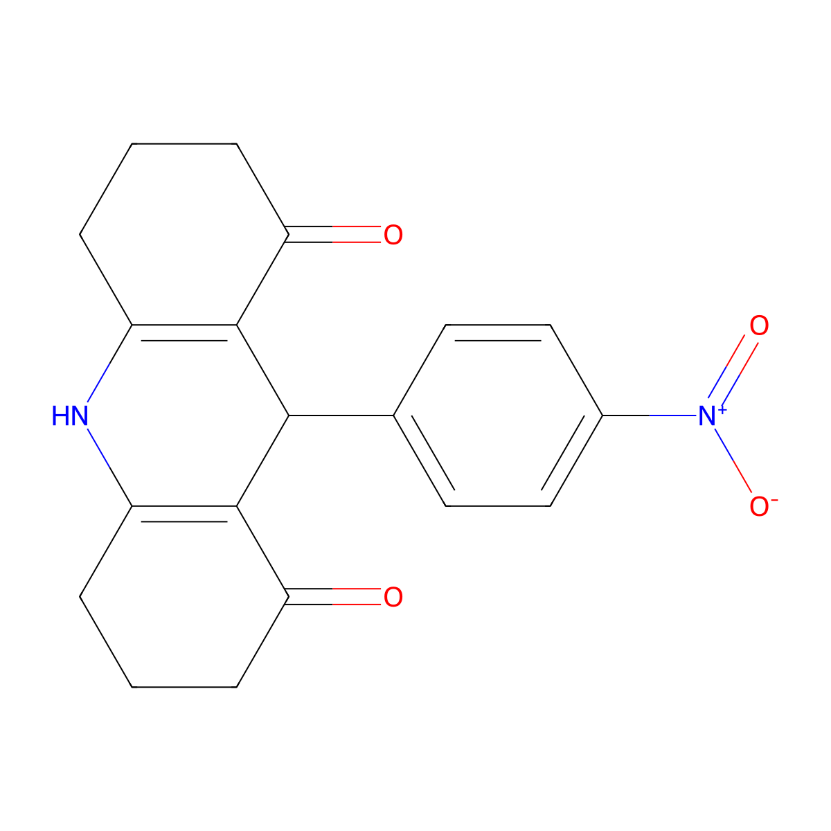 9-(4-nitrophenyl)-3,4,6,7,9,10-hexahydroacridine-1,8(2H,5H)-dione molecular structure, CAS 2176-29-6