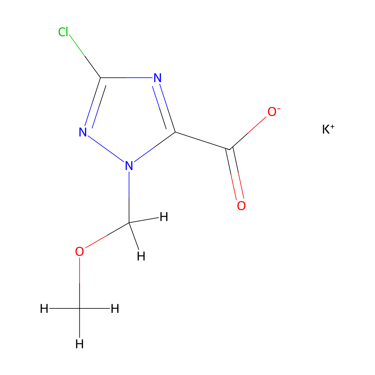 Potassium 3-chloro-1-(methoxymethyl)-1H-1,2,4-triazole-5-carboxylate molecular structure, CAS 2176041-78-2