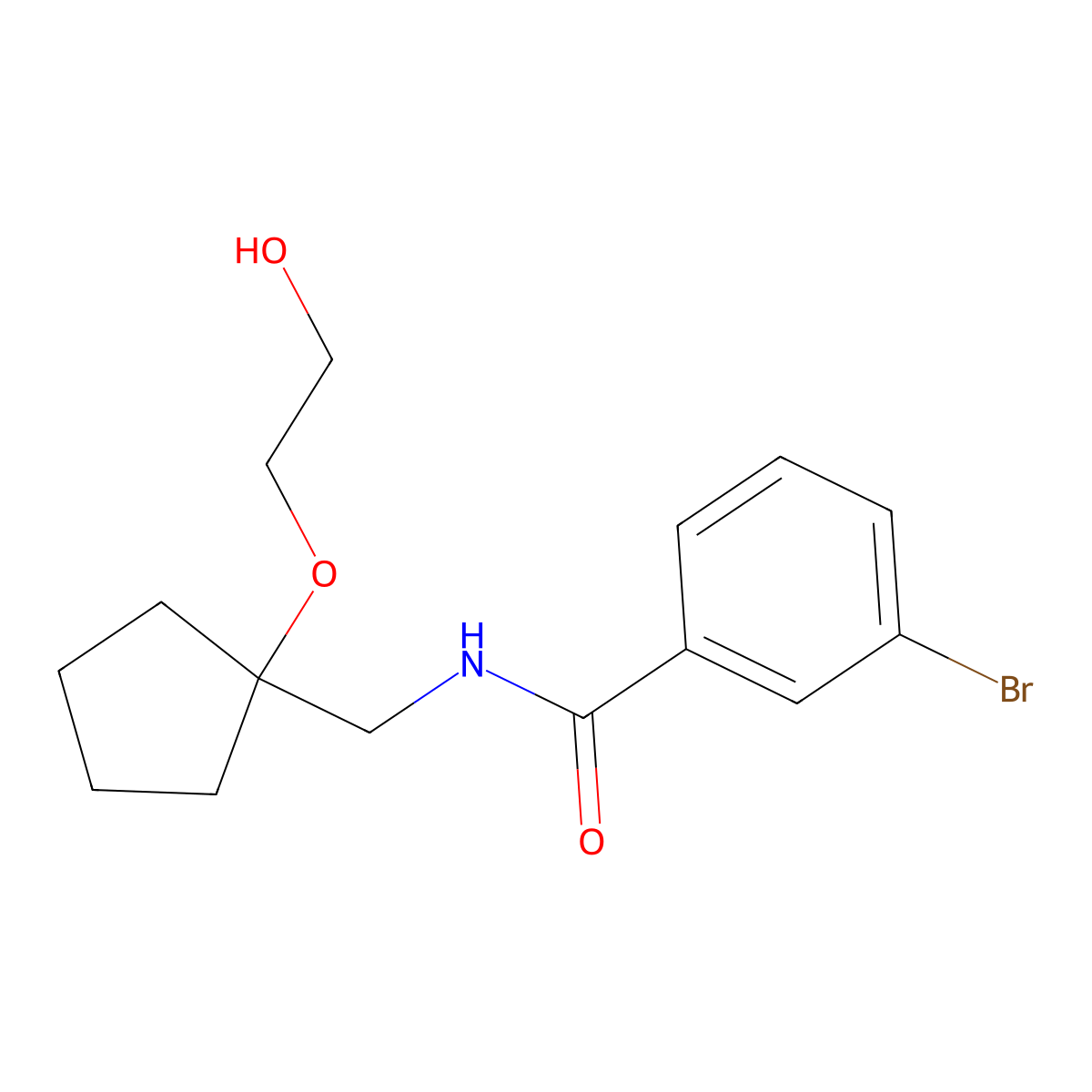 3-bromo-N-{[1-(2-hydroxyethoxy)cyclopentyl]methyl}benzamide molecular structure, CAS 2176069-07-9