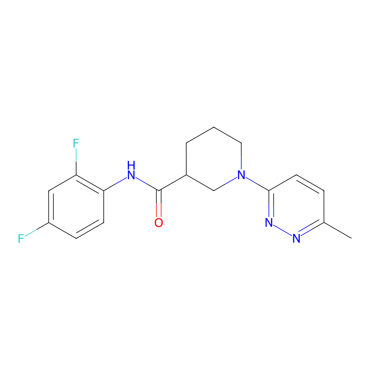 N-(2,4-difluorophenyl)-1-(6-methylpyridazin-3-yl)piperidine-3-carboxamide molecular structure, CAS 2176069-08-0
